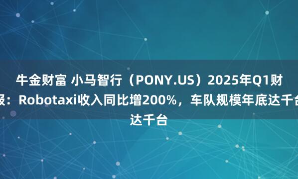 牛金财富 小马智行（PONY.US）2025年Q1财报：Robotaxi收入同比增200%，车队规模年底达千台