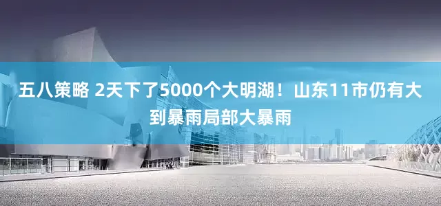 五八策略 2天下了5000个大明湖！山东11市仍有大到暴雨局部大暴雨